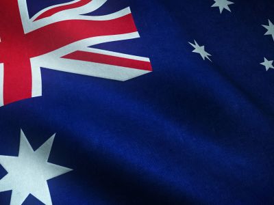 Closeup shot of the waving flag of australia with interesting textures